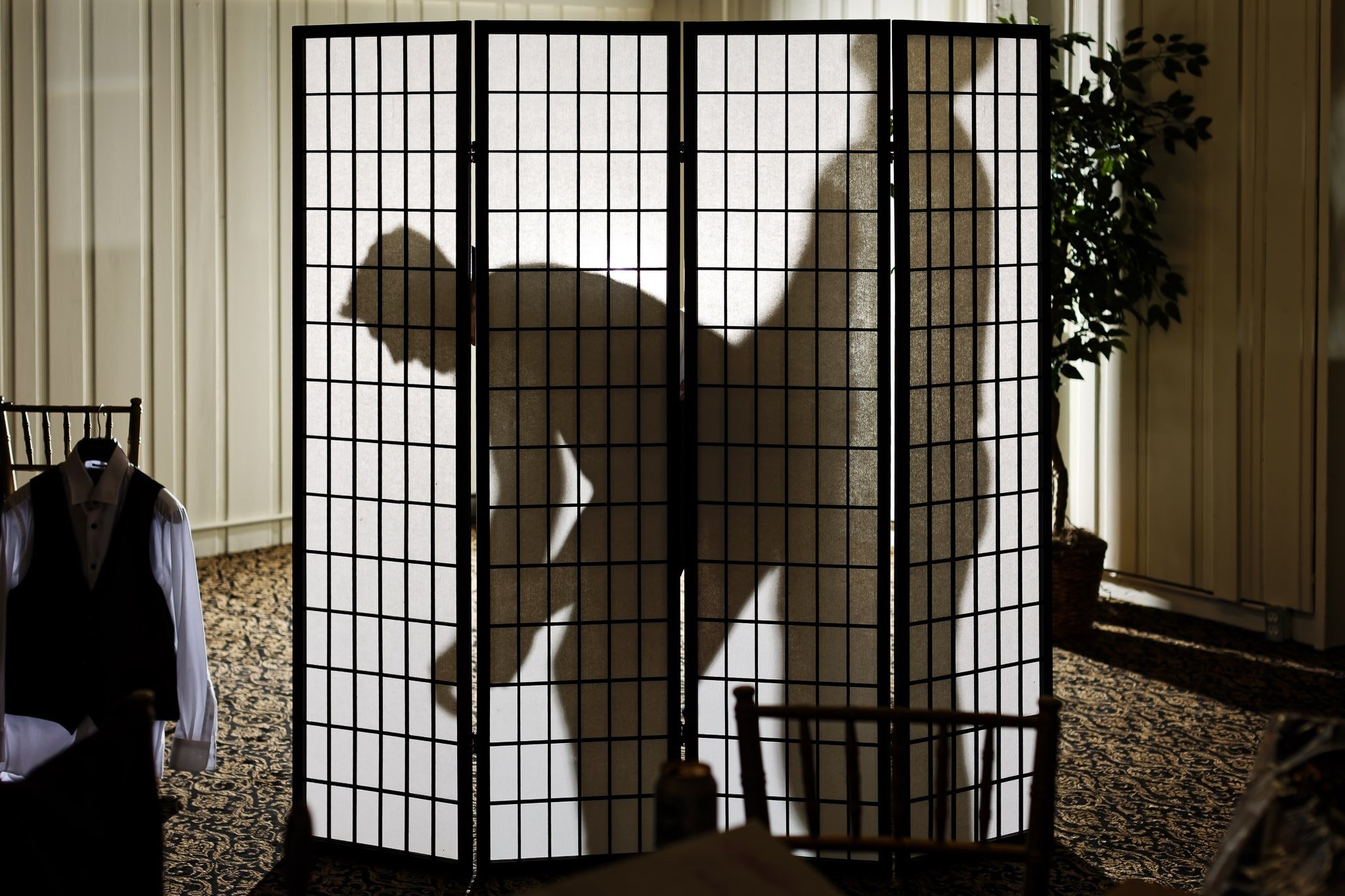 Groom Silhouette Wedding Prep Chanhassen Dinner Theatres