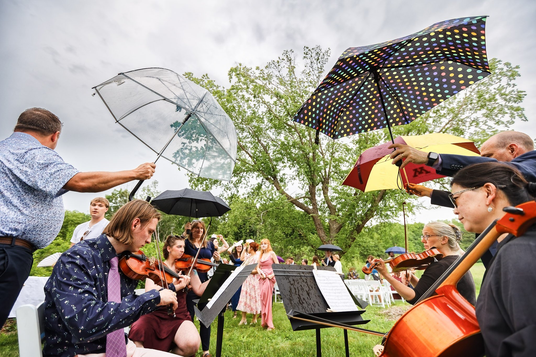 Rainy Wedding Music Performance at Minnesota Arboretum