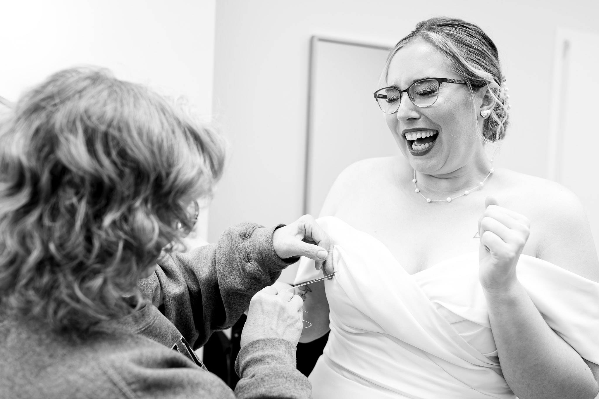 Bride's Funny Reaction During Dress Prep at FIVE Event Center