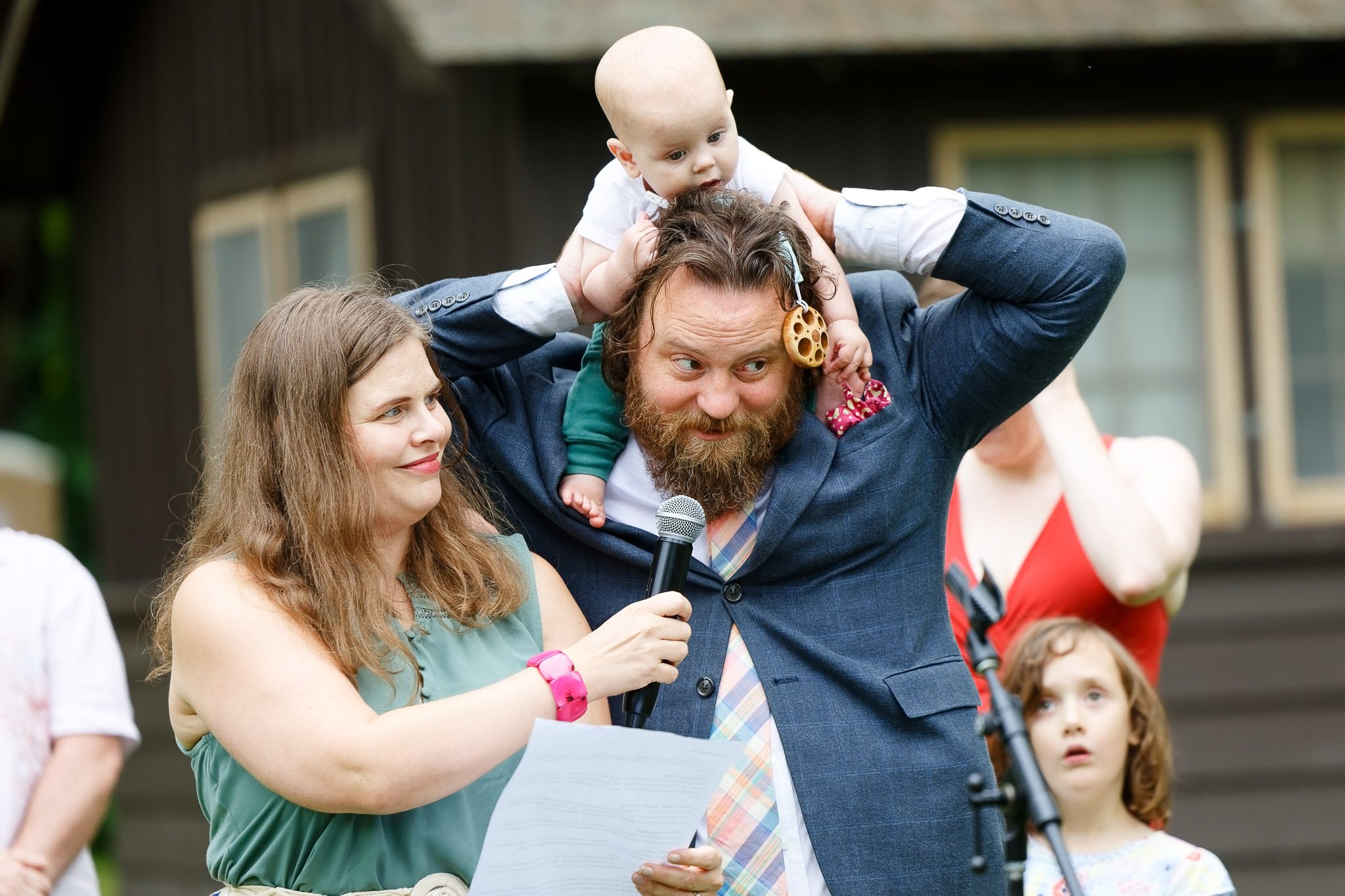 Wedding Speech with Baby on Shoulders at St. Croix State Park