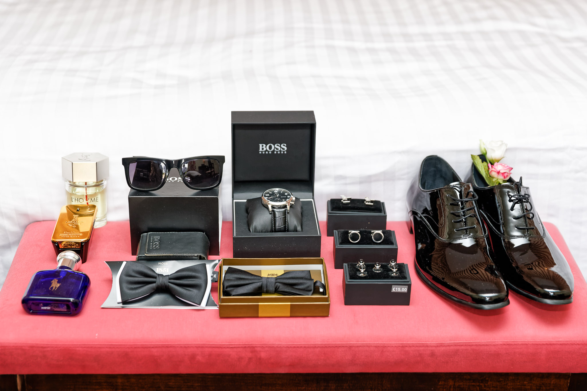 Groom's Wedding Day Attire and Accessories Display