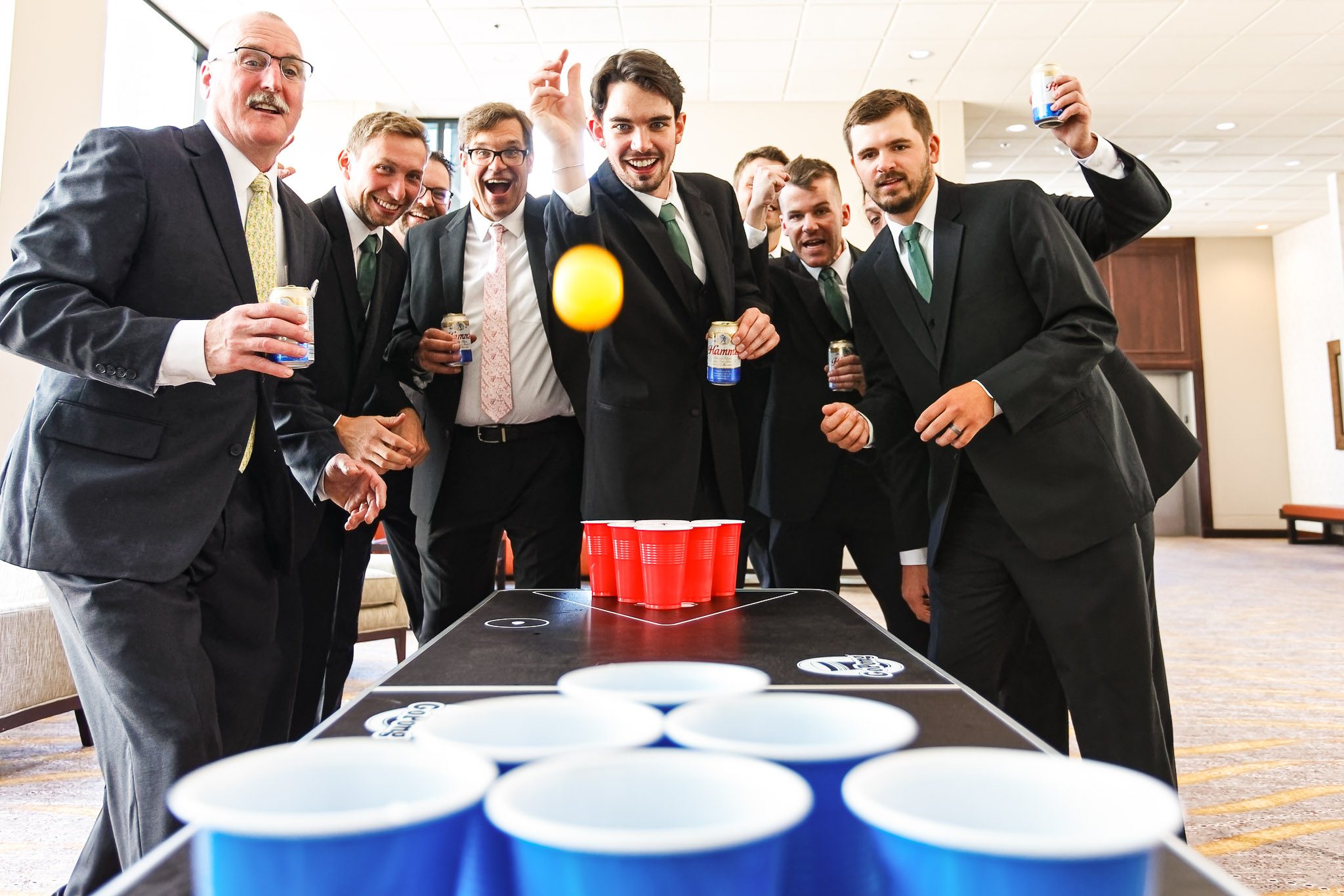 Groom Groomsmen Beer Pong Wedding Prep Rochester Marriott