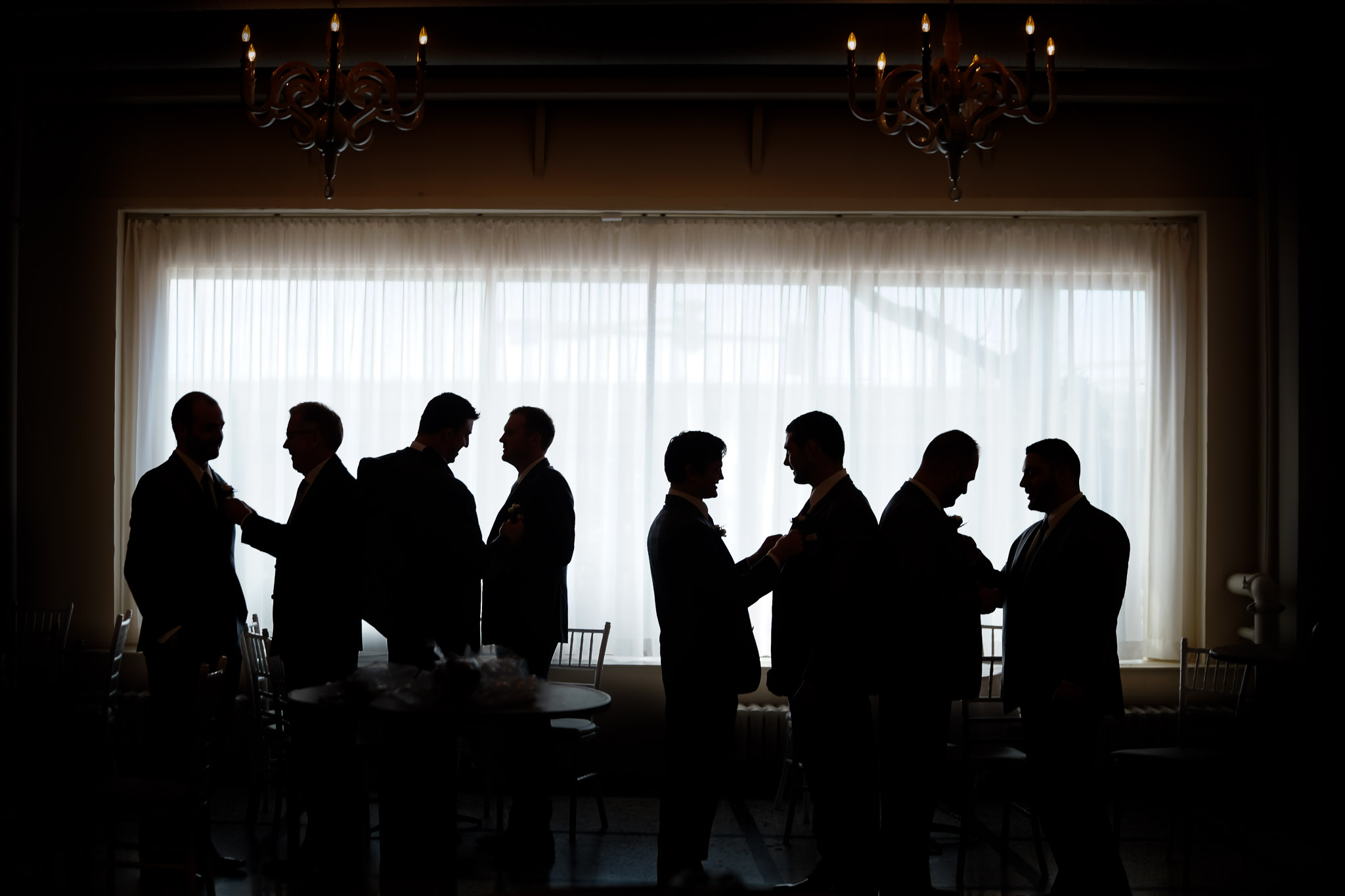 Groomsmen Getting Ready Silhouette Wedding Photography