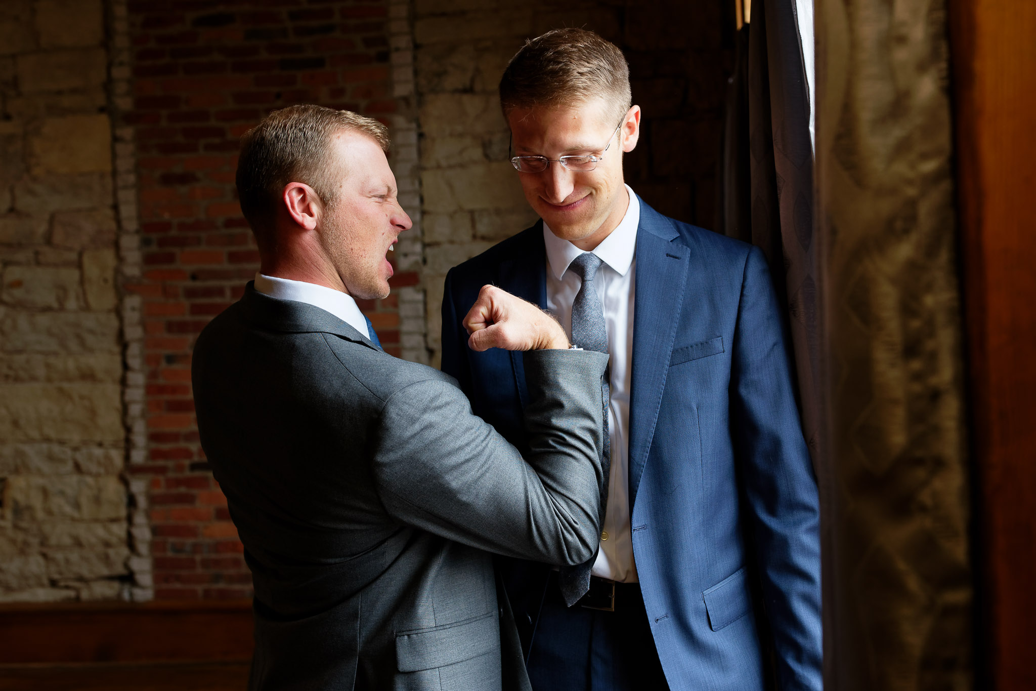 Groom and Brother Wedding Preparation Portrait