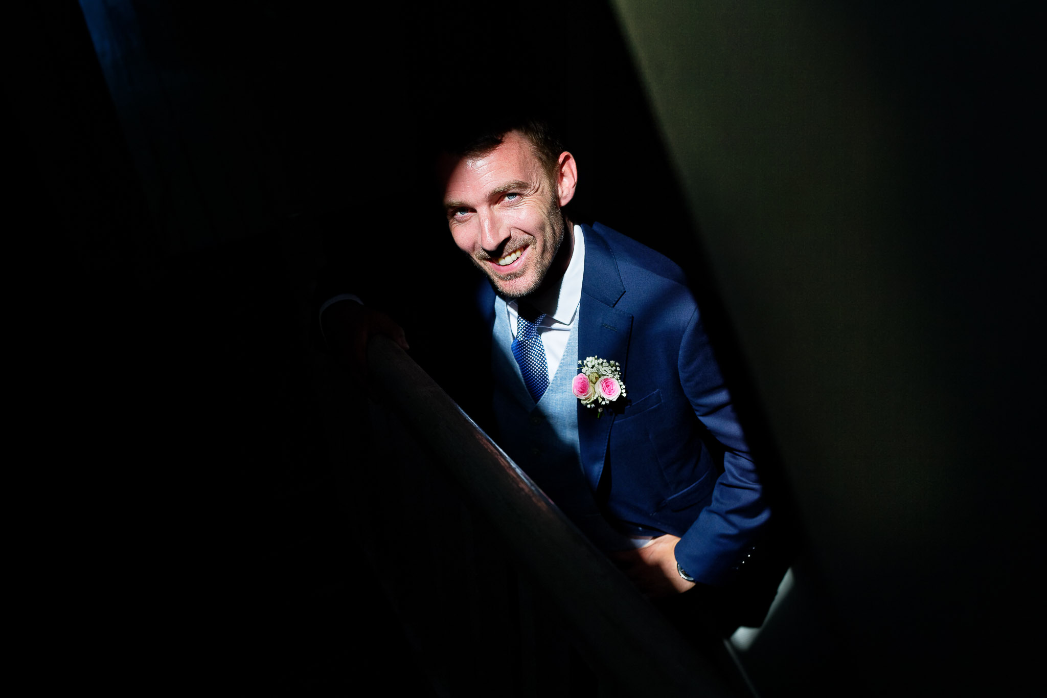 Groom Portrait in Sunlight - Wedding Preparation Photography