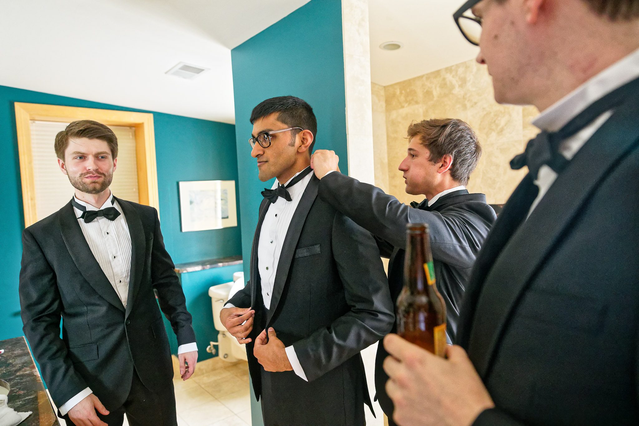Groomsmen Getting Ready - Chaotic Wedding Preparation Scene