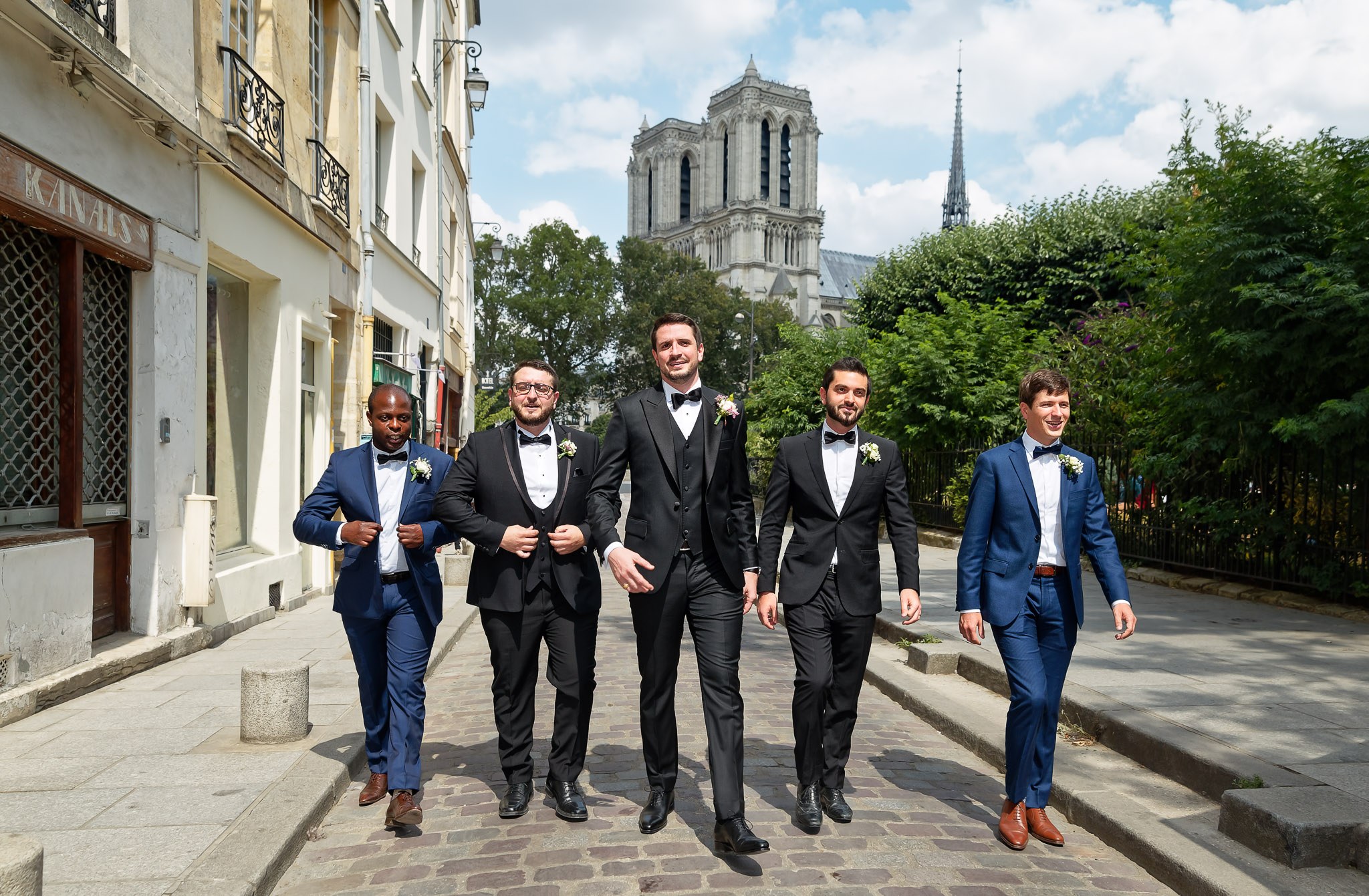 Groom Squad Wedding Photos at Notre Dame Cathedral Paris