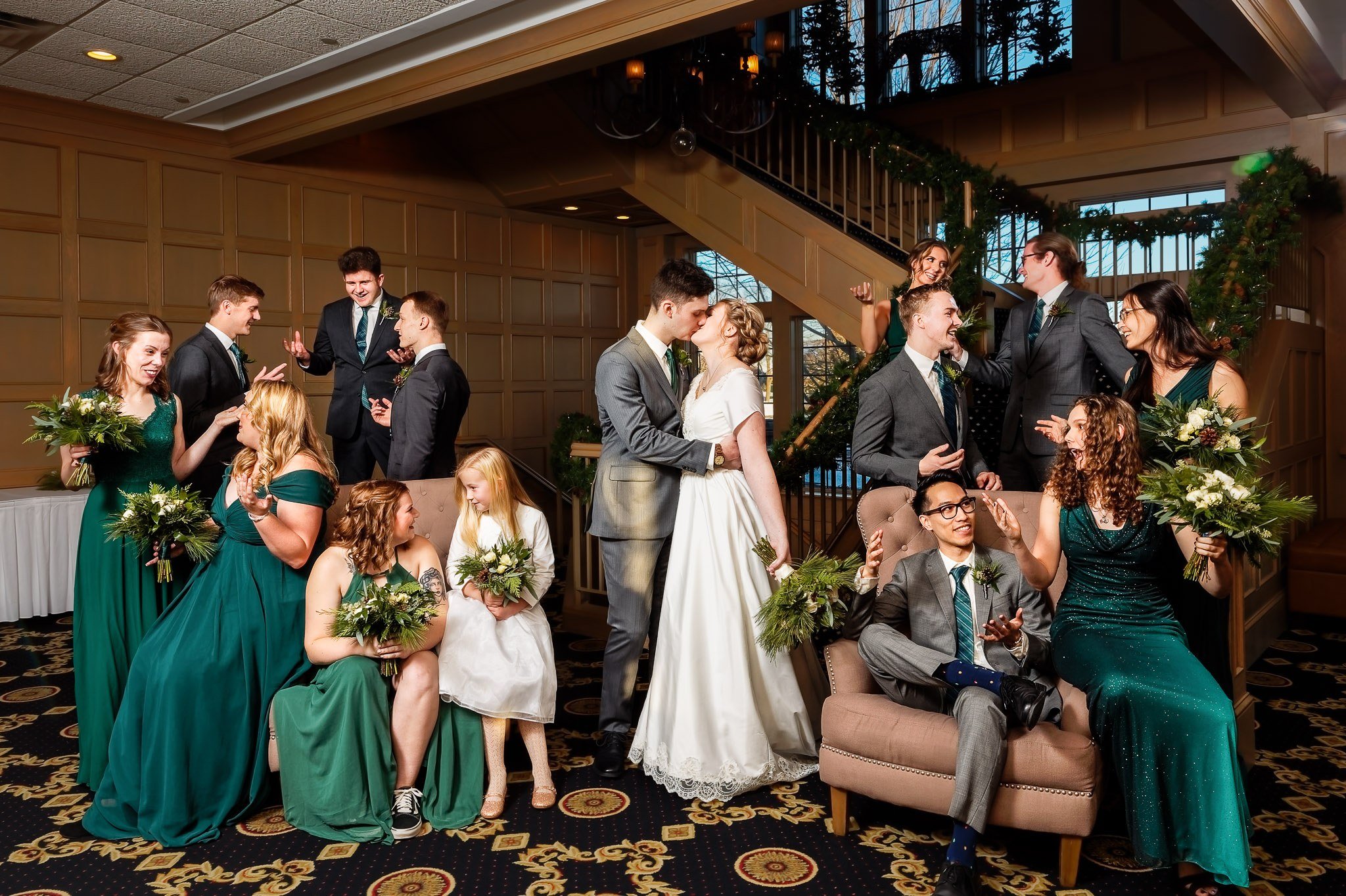 Wedding Party Group Photos at Minneapolis Golf Venue