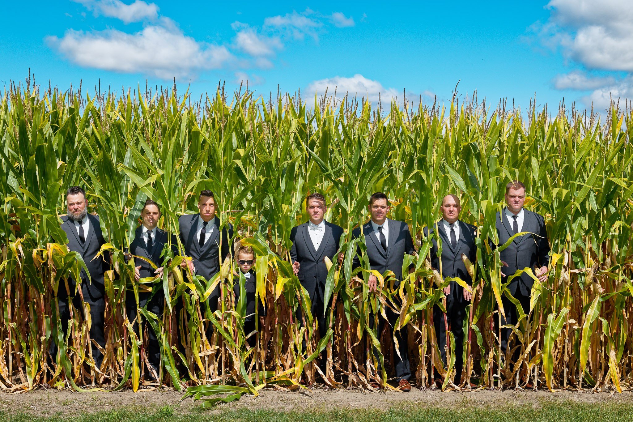 Groomsmen Cornfield Wedding Photos - Rural Farm Portraits