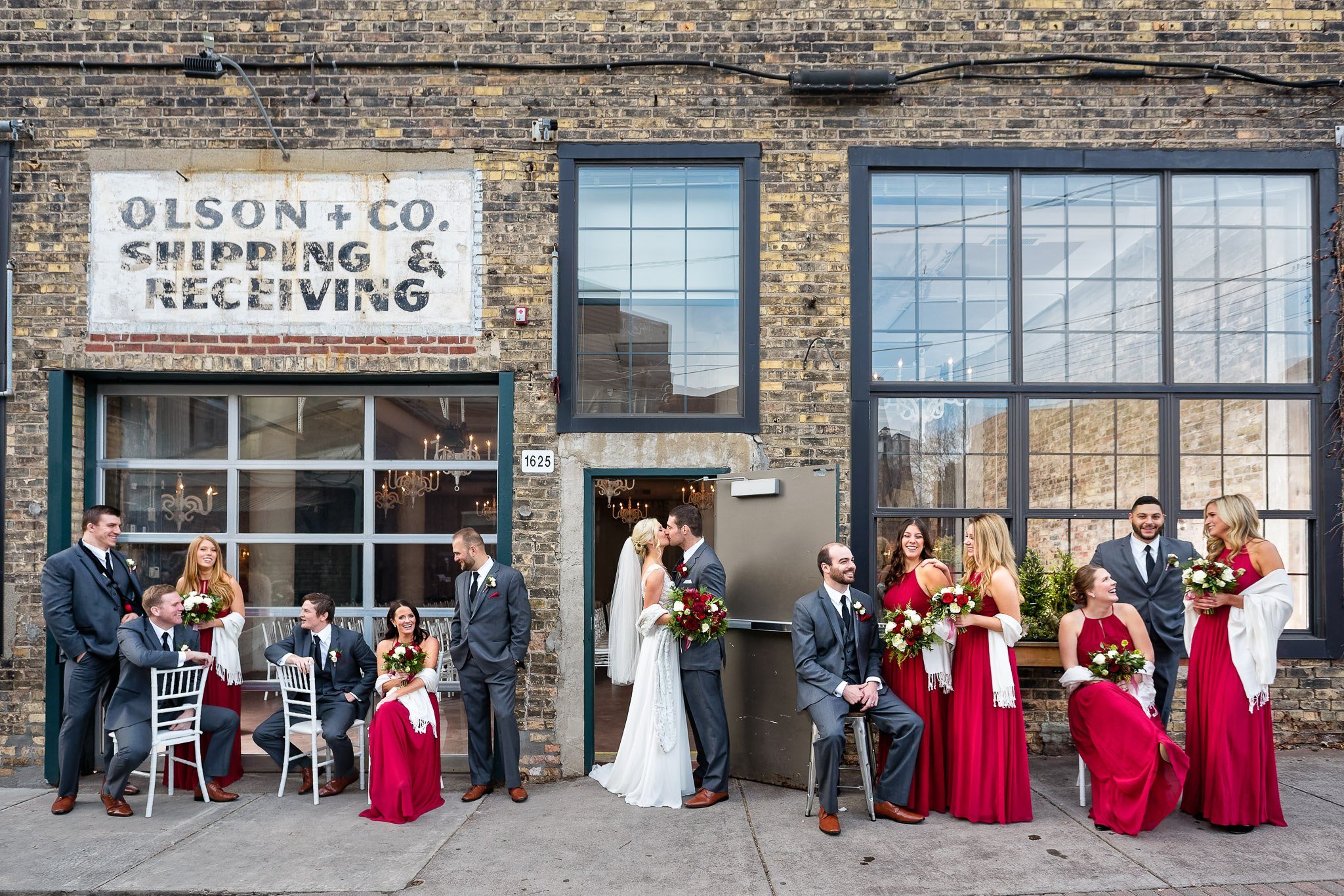 Wedding Party Group Photos at Industrial Brick Venue