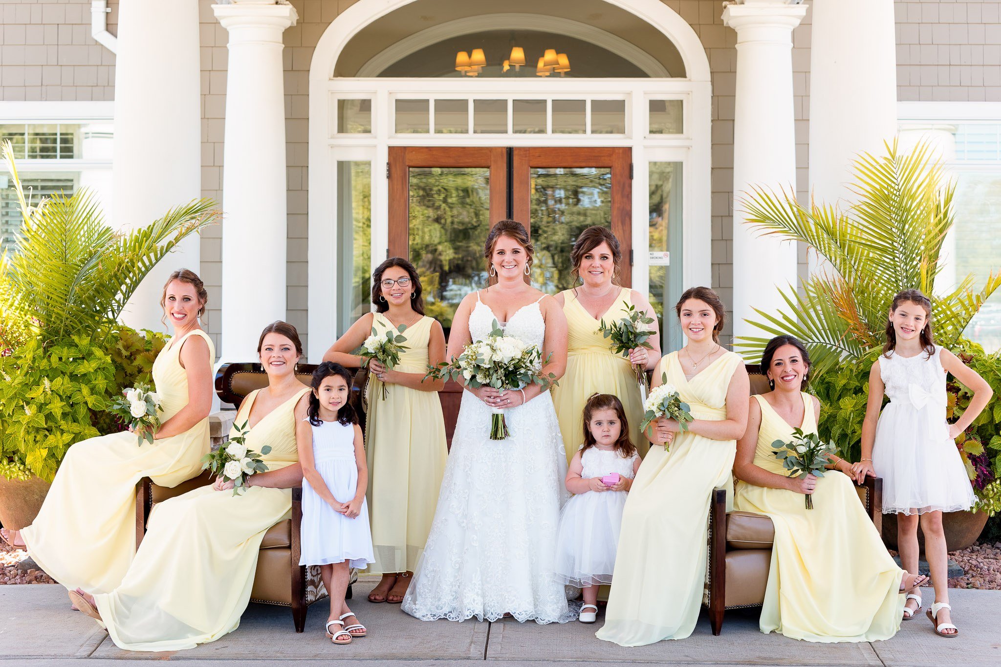 Minneapolis Wedding Party Portrait on Covered Porch