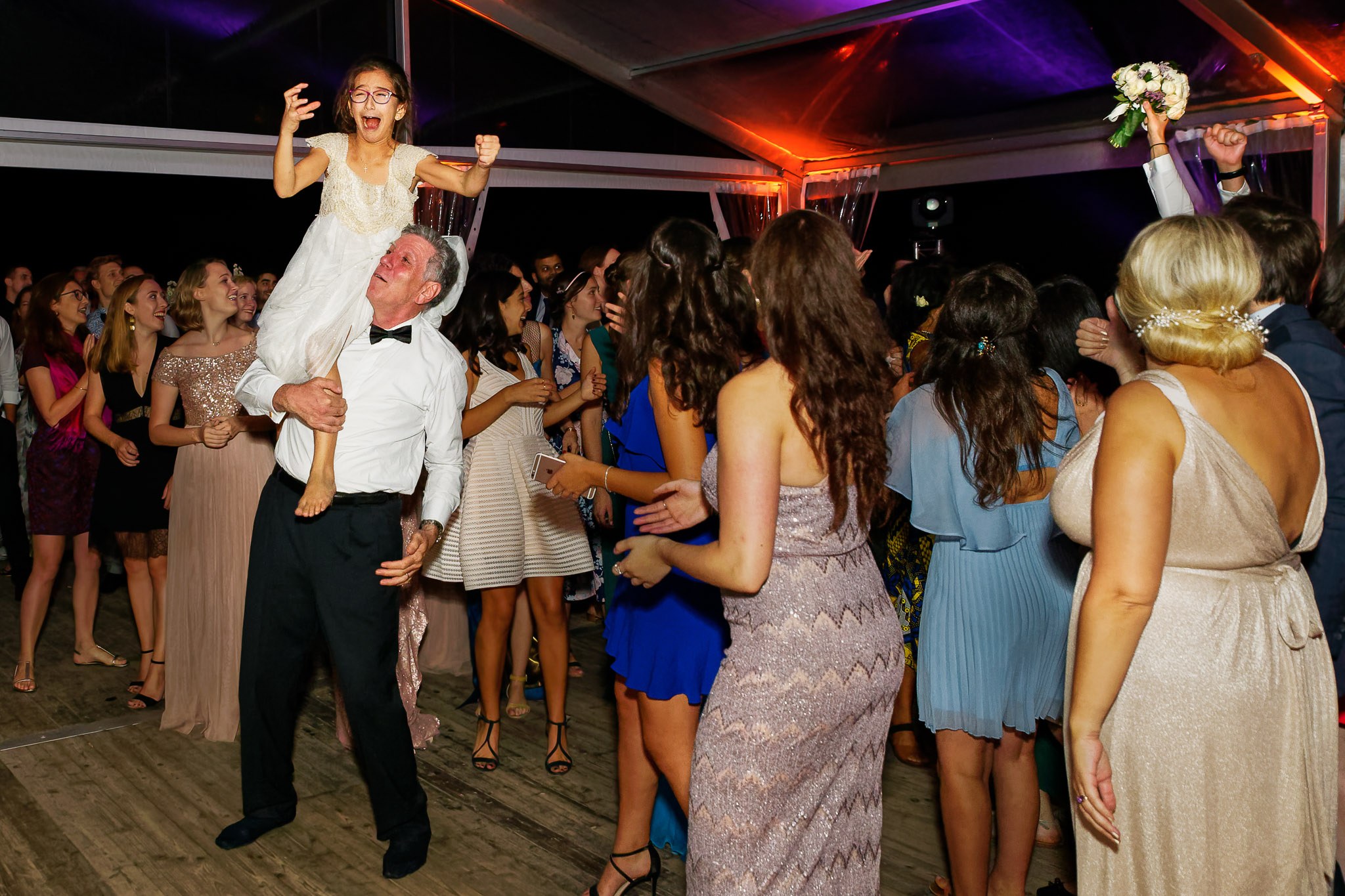 Disappointed Girl Misses Bouquet Toss at Wedding Reception