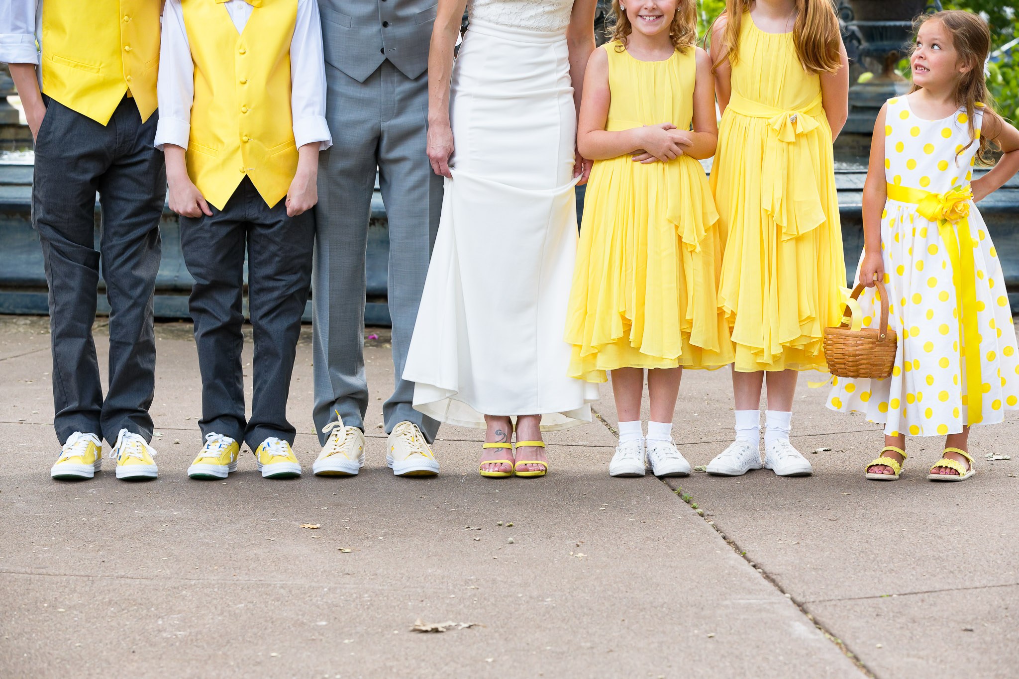 Flower Girl Candid Moment Yellow Wedding Party Portrait