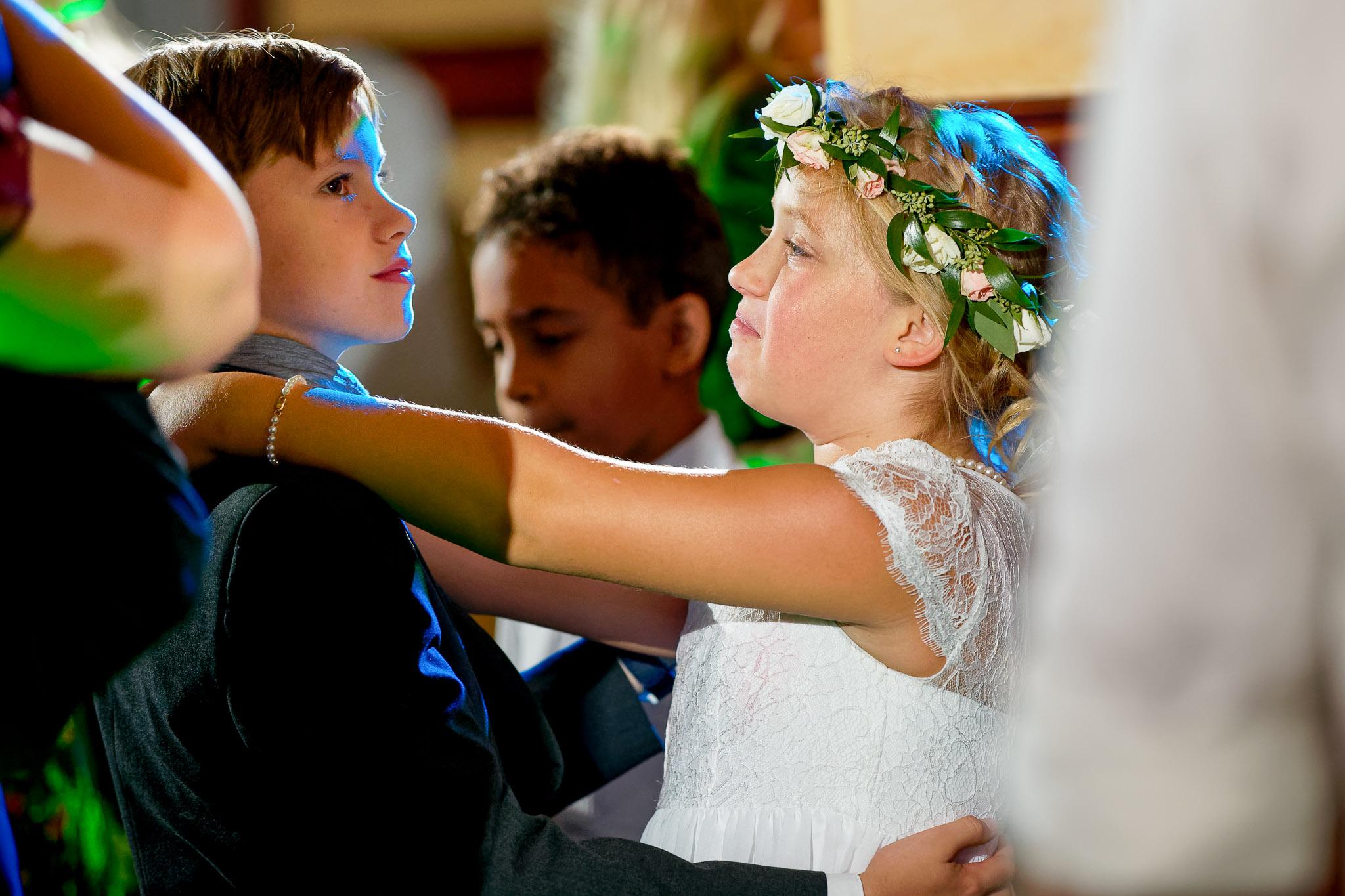 Flower Girl and Boy's Awkward Dance at Wedding Reception