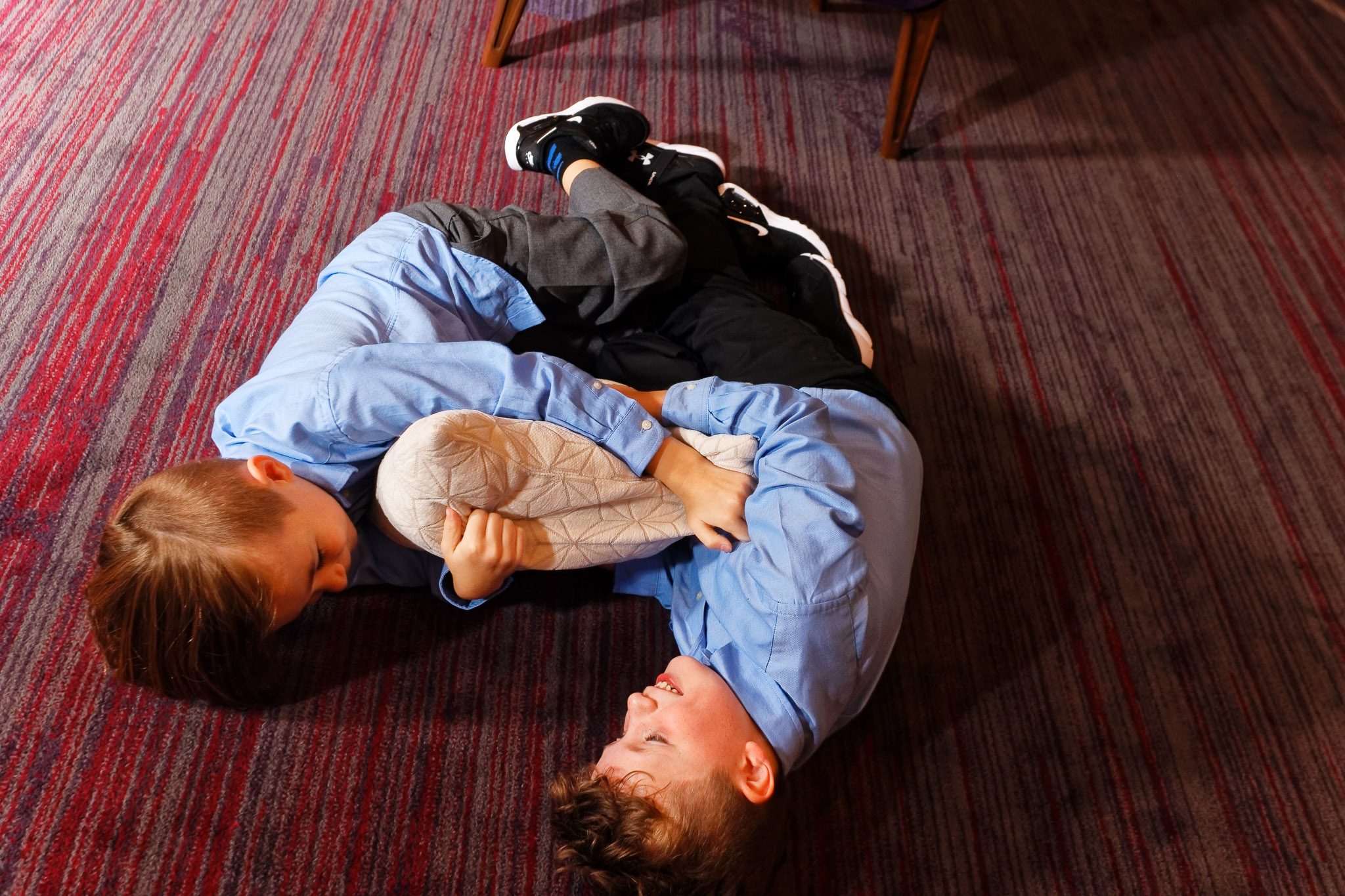 Kids Wrestling During Wedding Reception Rochester Minnesota