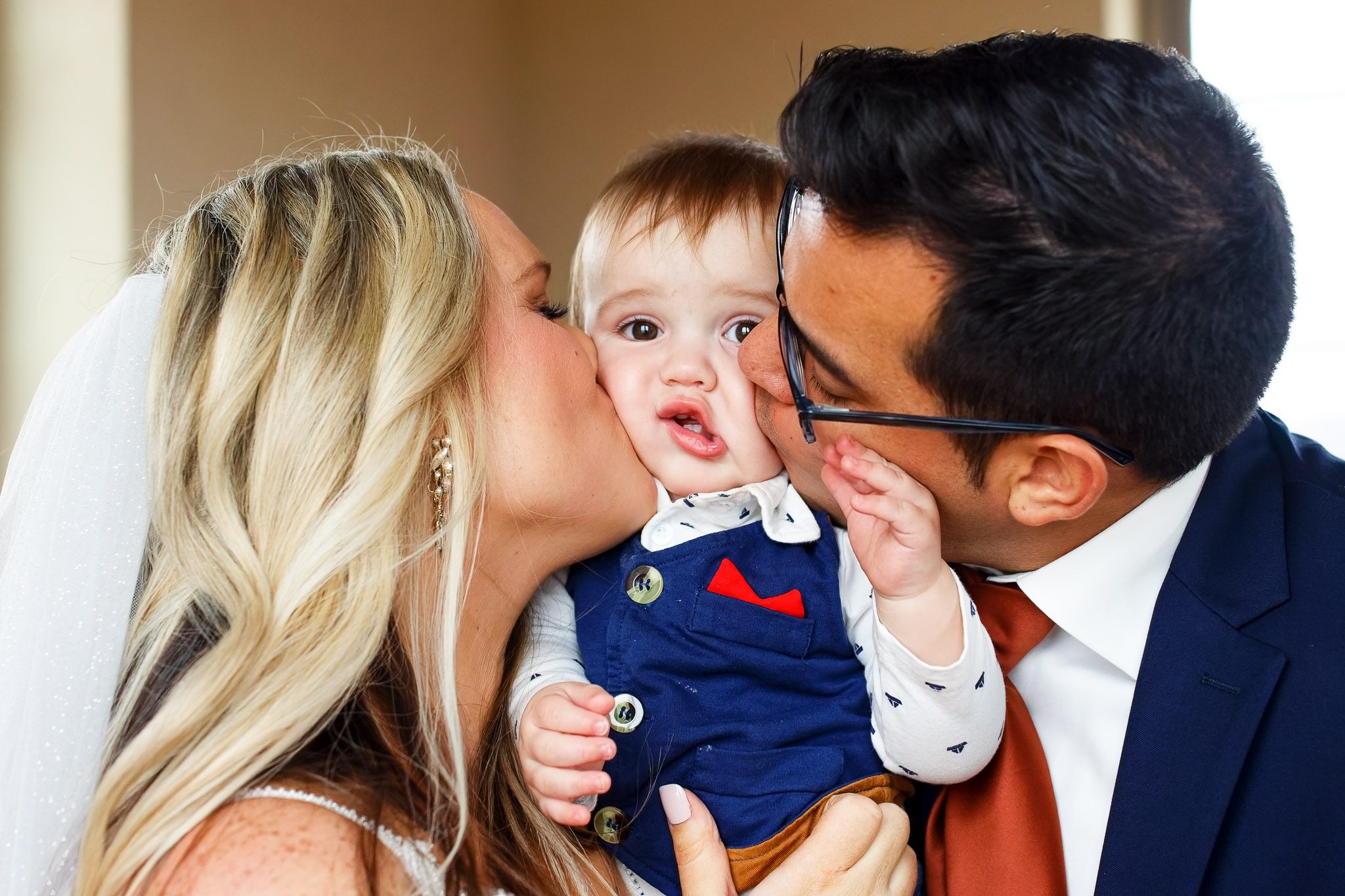 Family Wedding Portraits with Toddler at Villa Bellezza Pepin MN