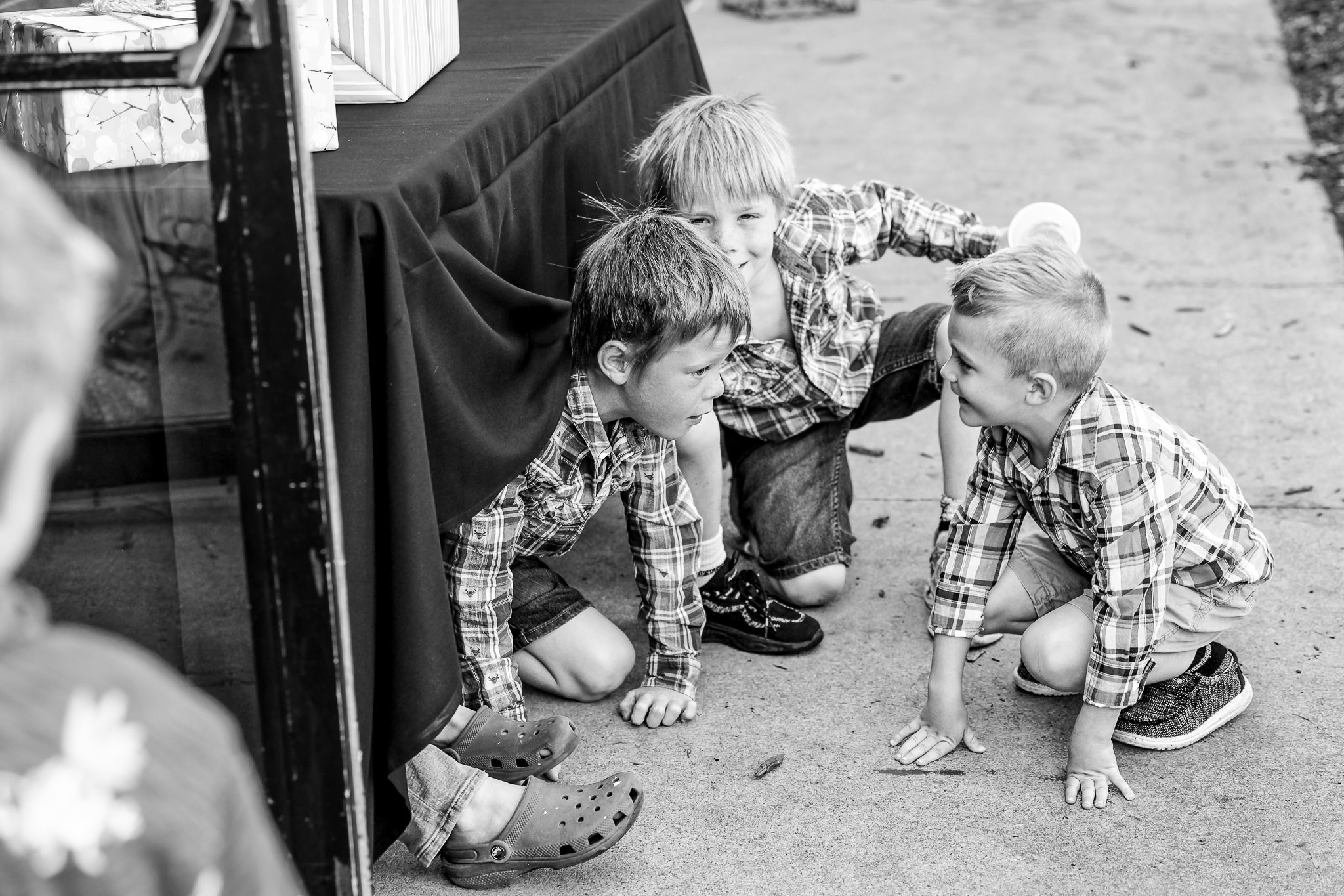 Kids Hide Under Table During Wedding at Forager Brewery Rocheste