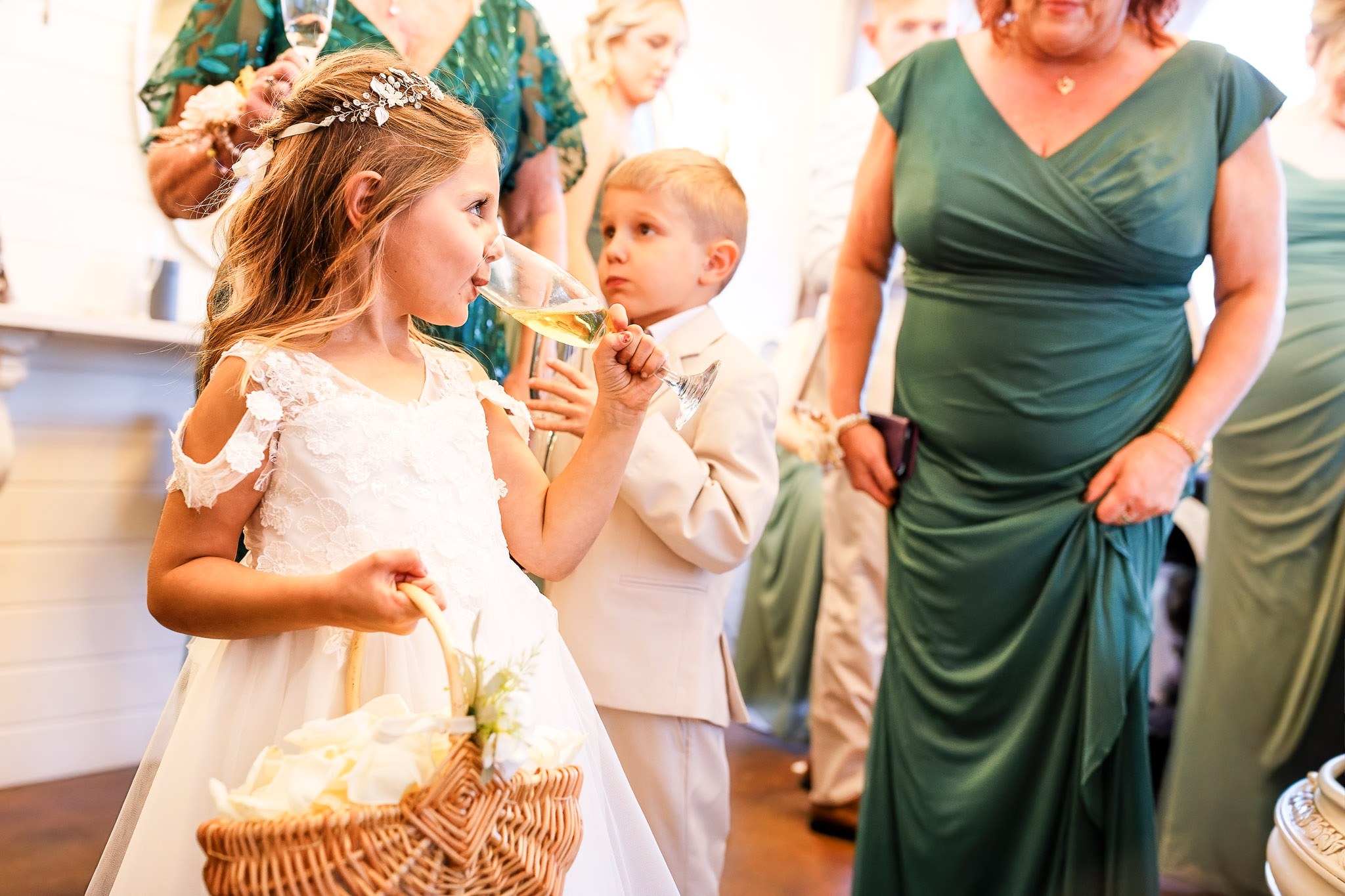 Flower Girl Pretends to Drink Champagne at Gay Wedding Reception