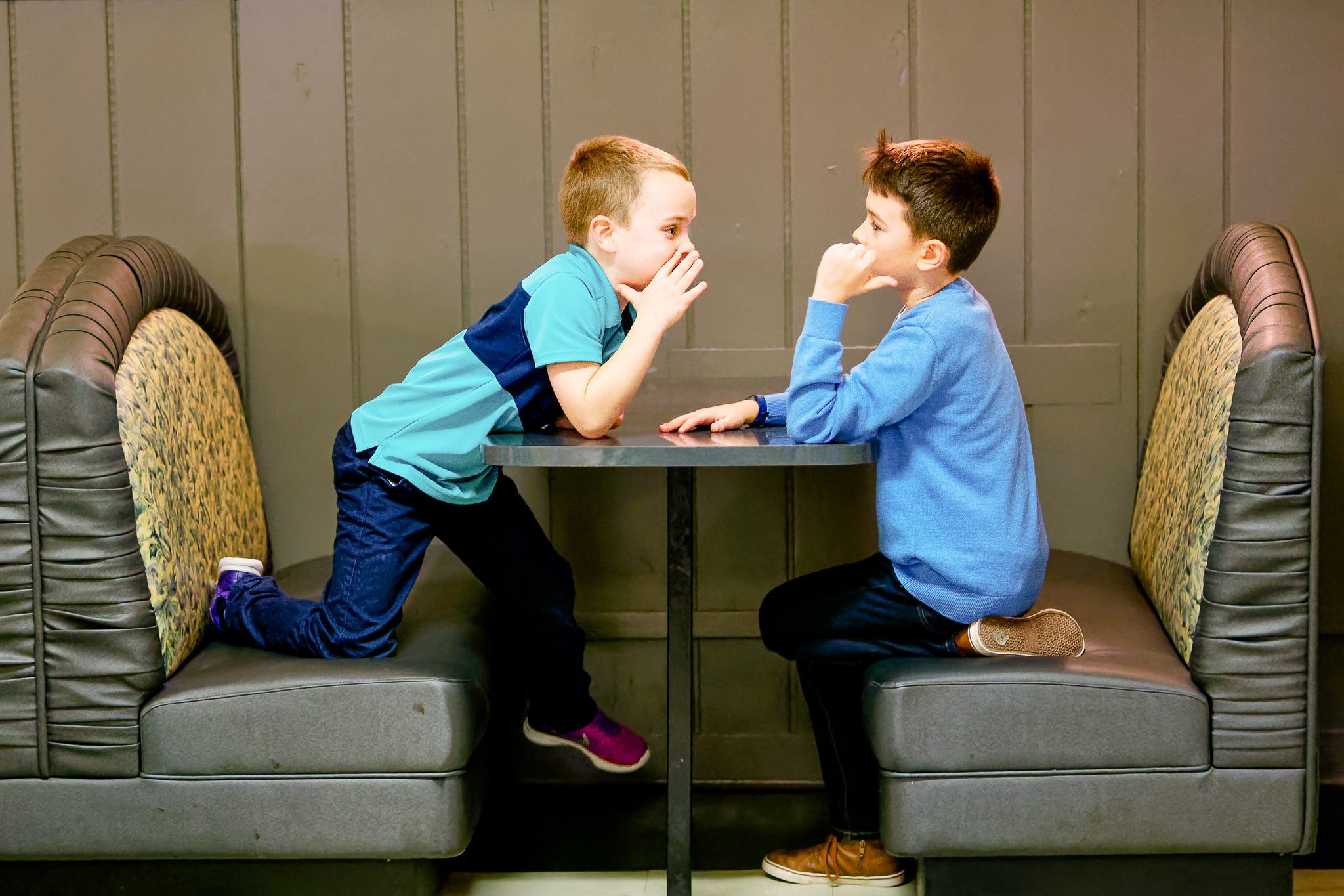 Kids Gossiping During Wedding Cocktail Hour Reception