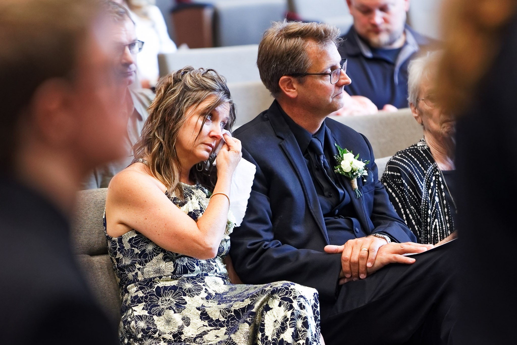 Emotional Wedding Guests Crying During Church Ceremony
