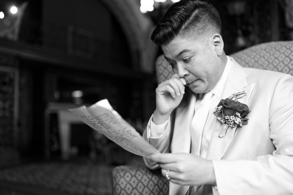 Groom Cries Reading Letter During Wedding Prep St Paul MN