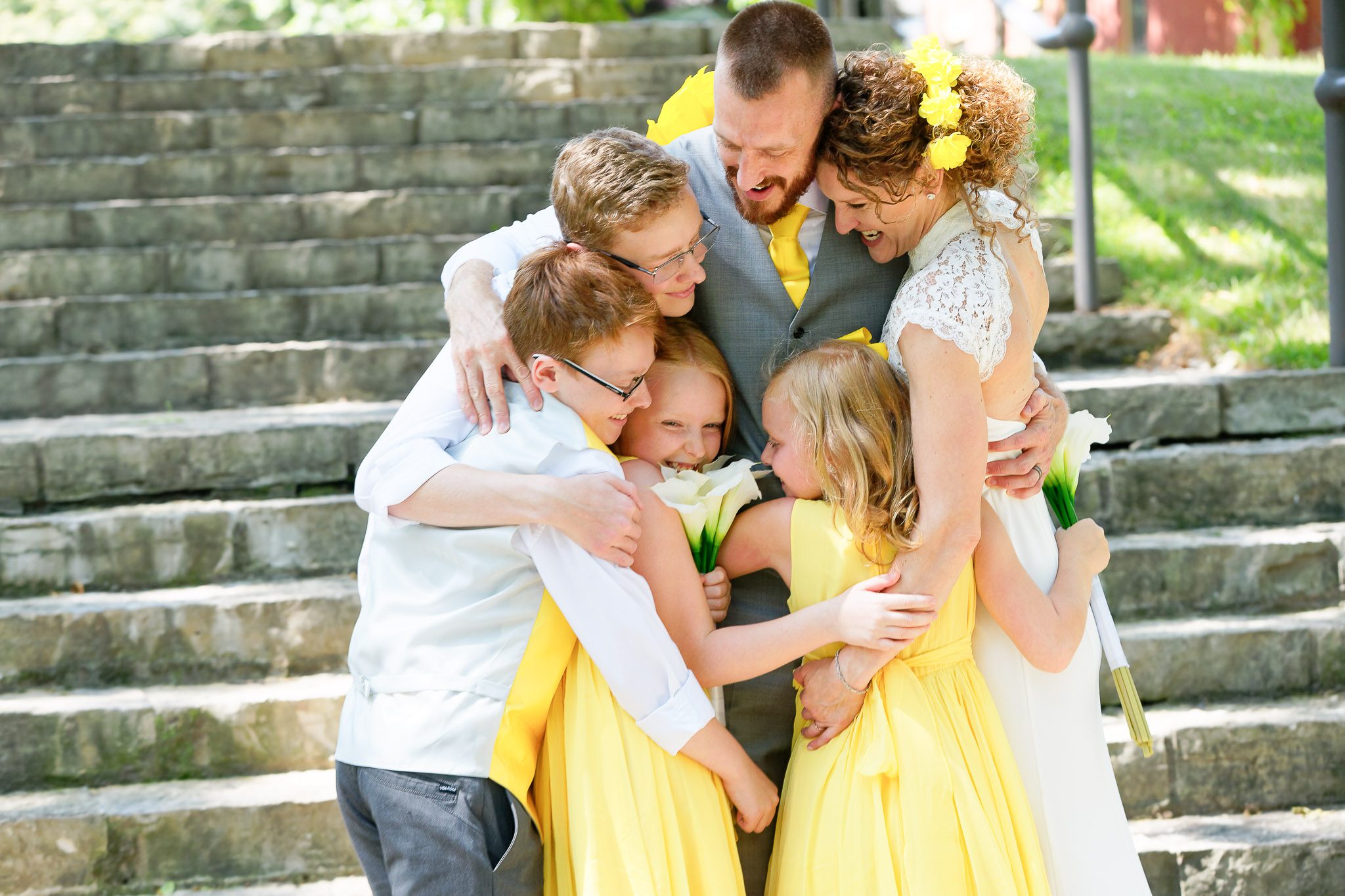 Happy Blended Family Celebration After Wedding Ceremony