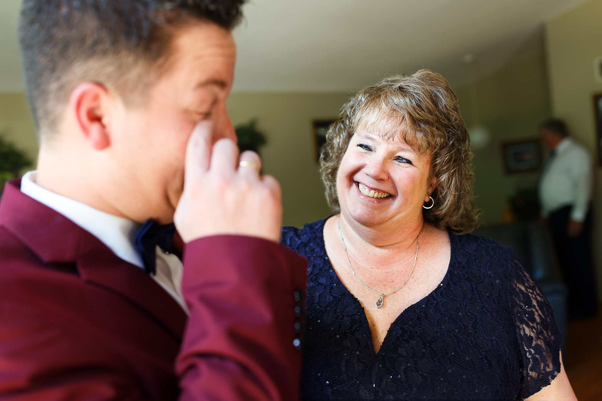 Groom Emotional First Look with Mother - Whitewater State Park