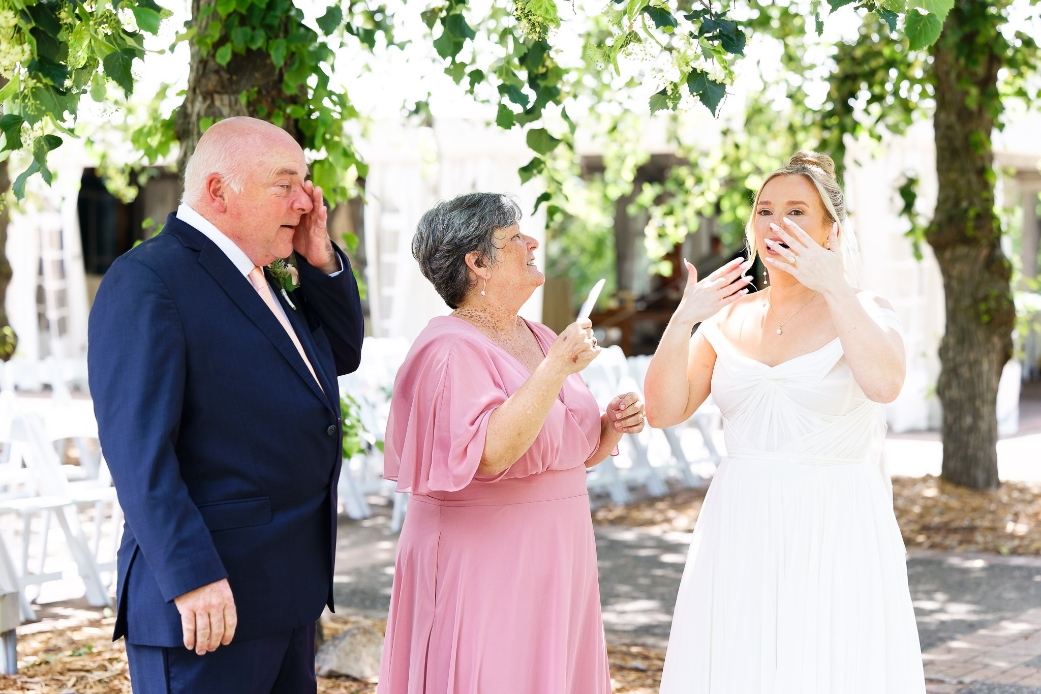 Bride and Parents Emotional Pre-Ceremony Moment Minneapolis