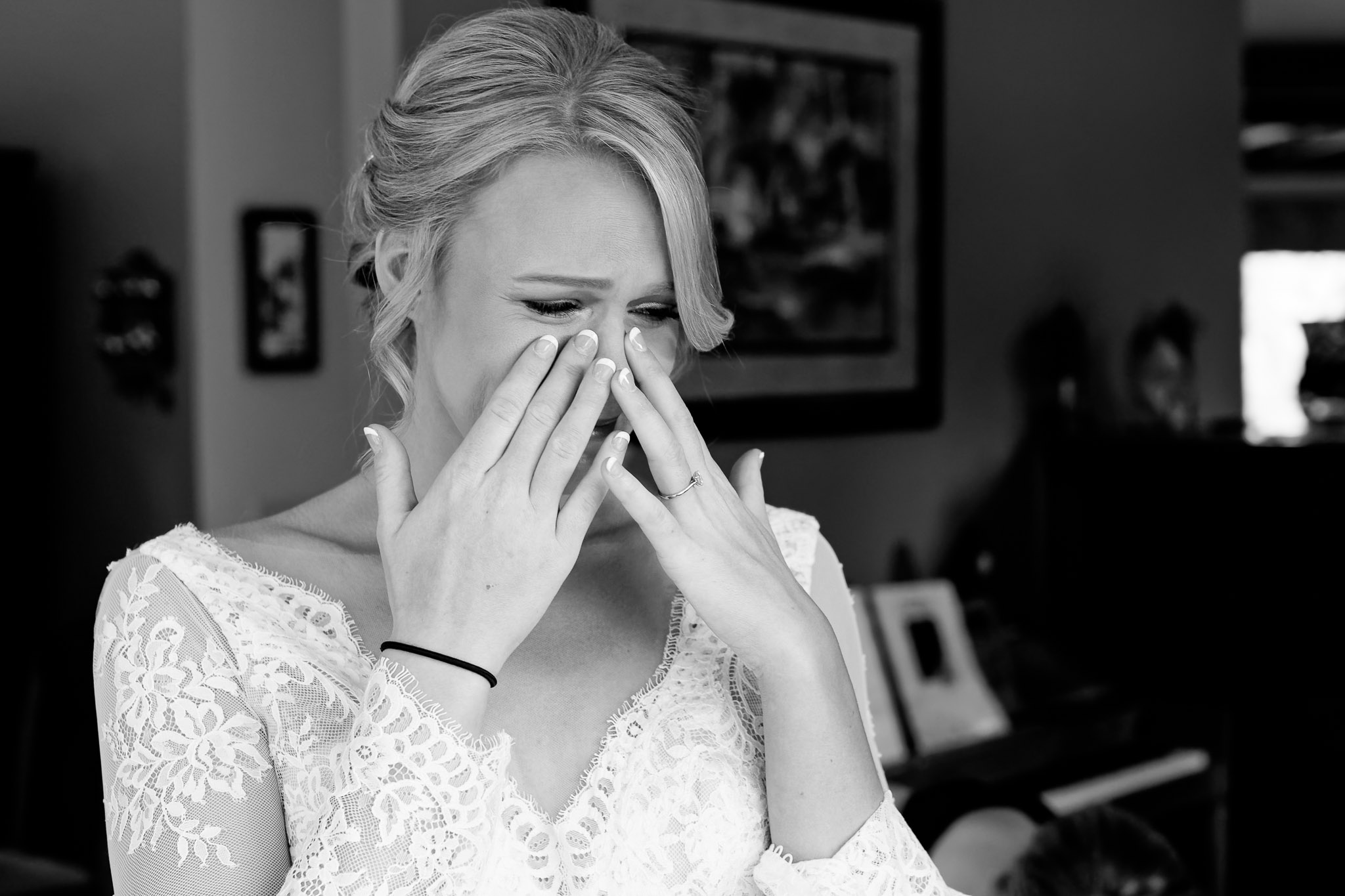 Emotional Bride During Wedding Preparation - Tears of Joy