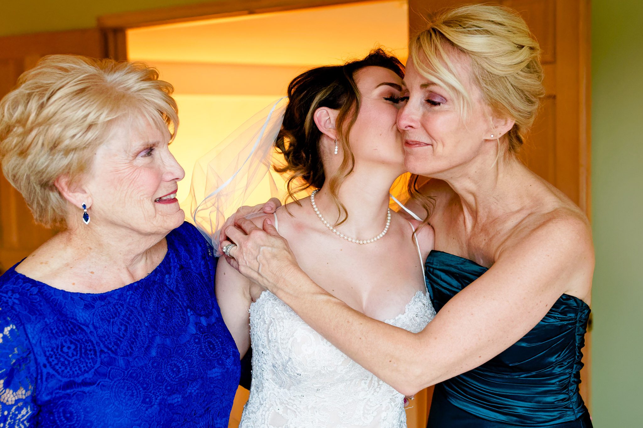 Emotional Wedding Preparation Moment with Three Generations