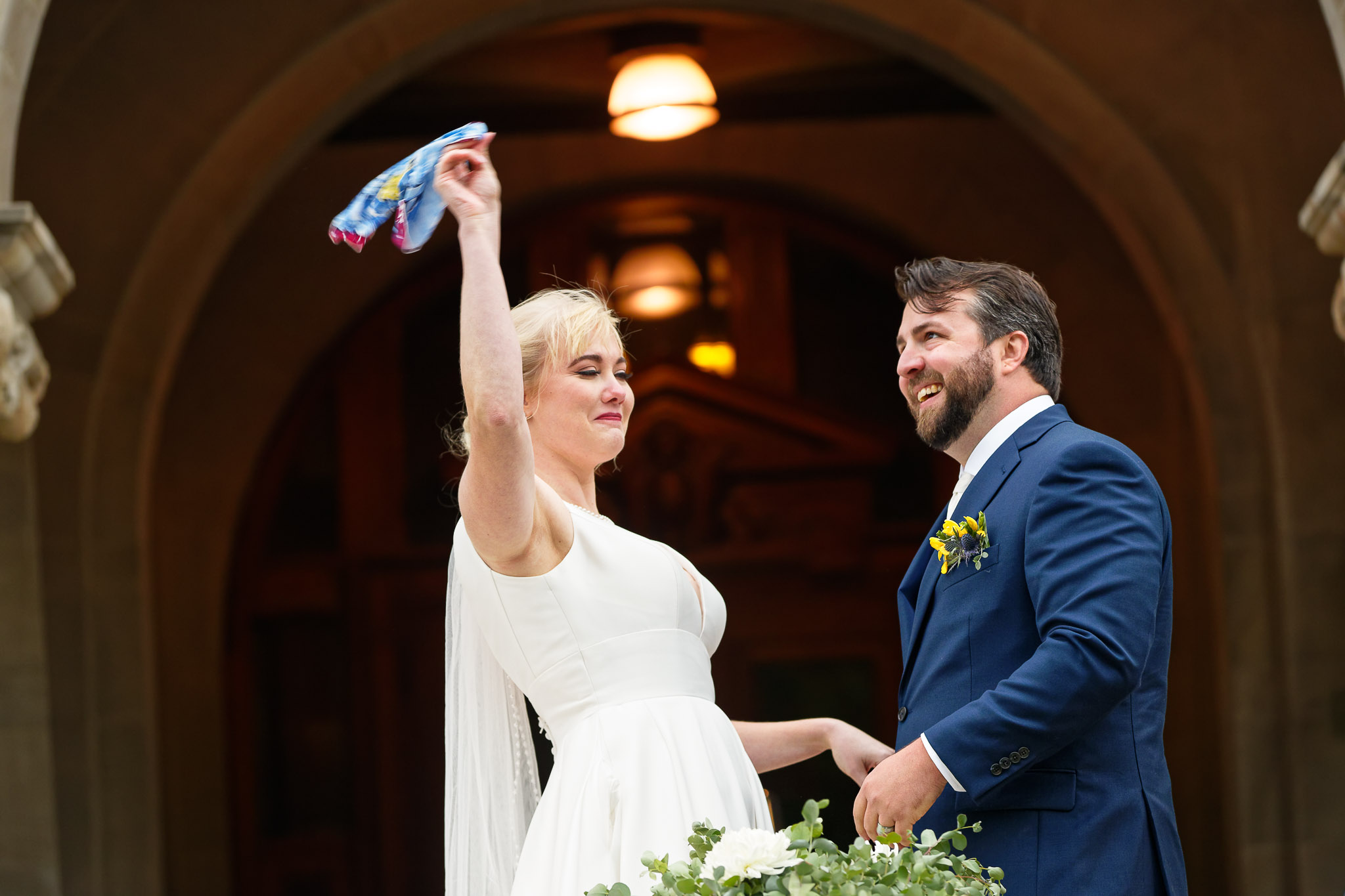Bride with Special Handkerchief During Wedding Ceremony
