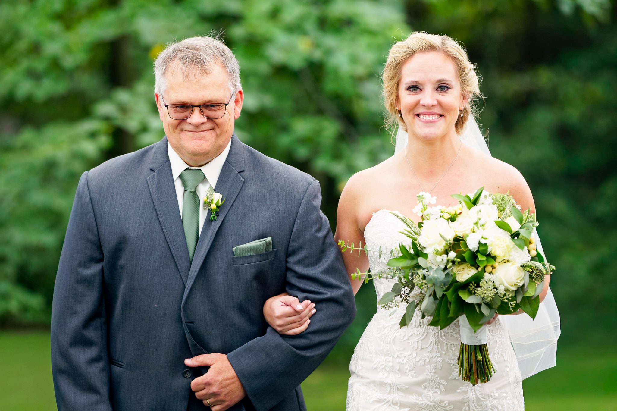 Emotional Bride Walking Down Aisle with Father - Wedding Tears