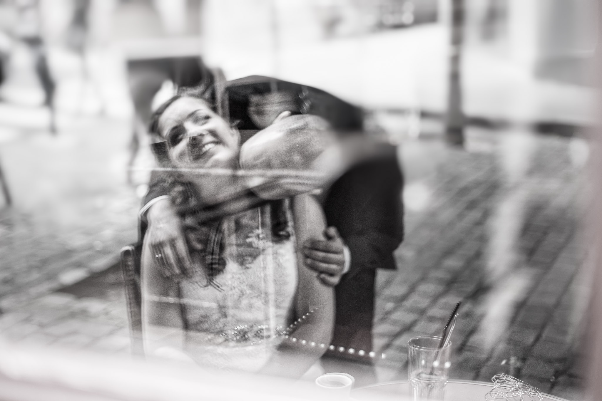 Bride Groom Kiss Reflection Trash the Dress Photography