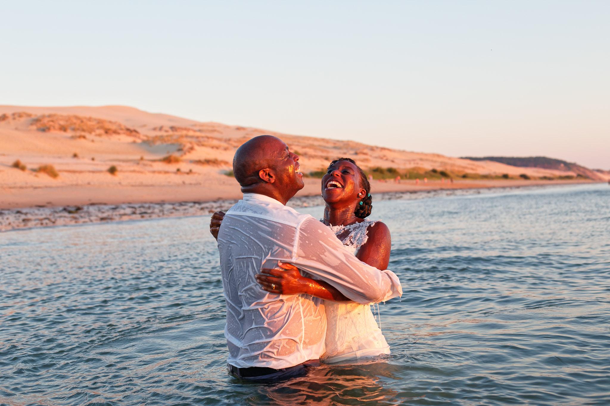 Trash the Dress Ocean Session - Bride and Groom in Water