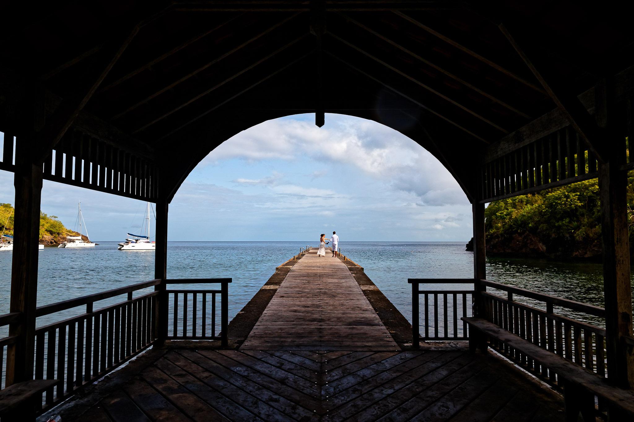 Trash the Dress Session at End of Dock - Waterfront Wedding