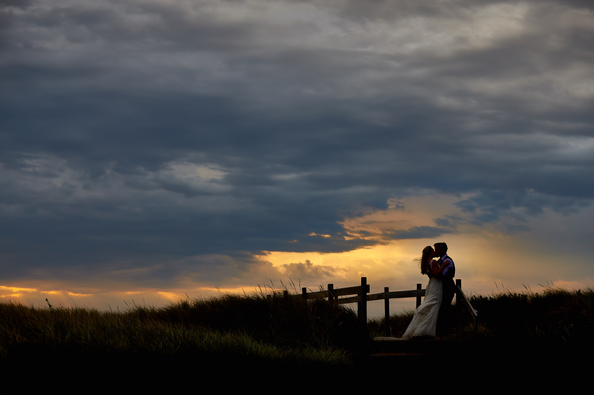 Beach Silhouette Trash the Dress Wedding Photography