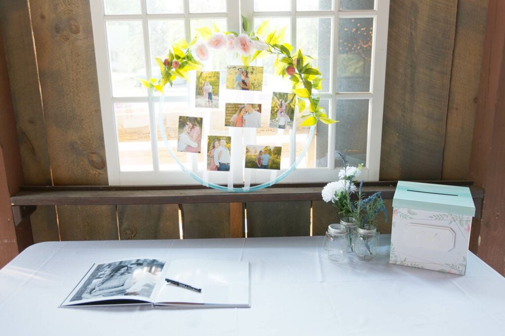 guest book on table set up