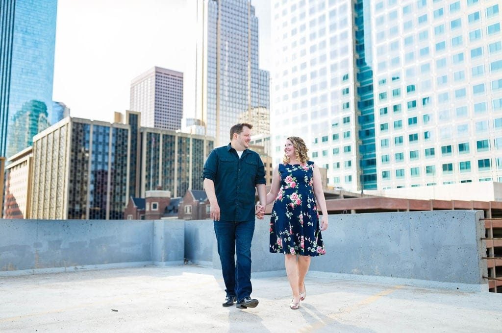 Engagement session on the top of the Denison Parking Ramp minneapolis